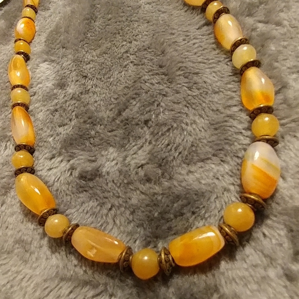 🎈 3 for $30💄18" Agate & copper metal bead